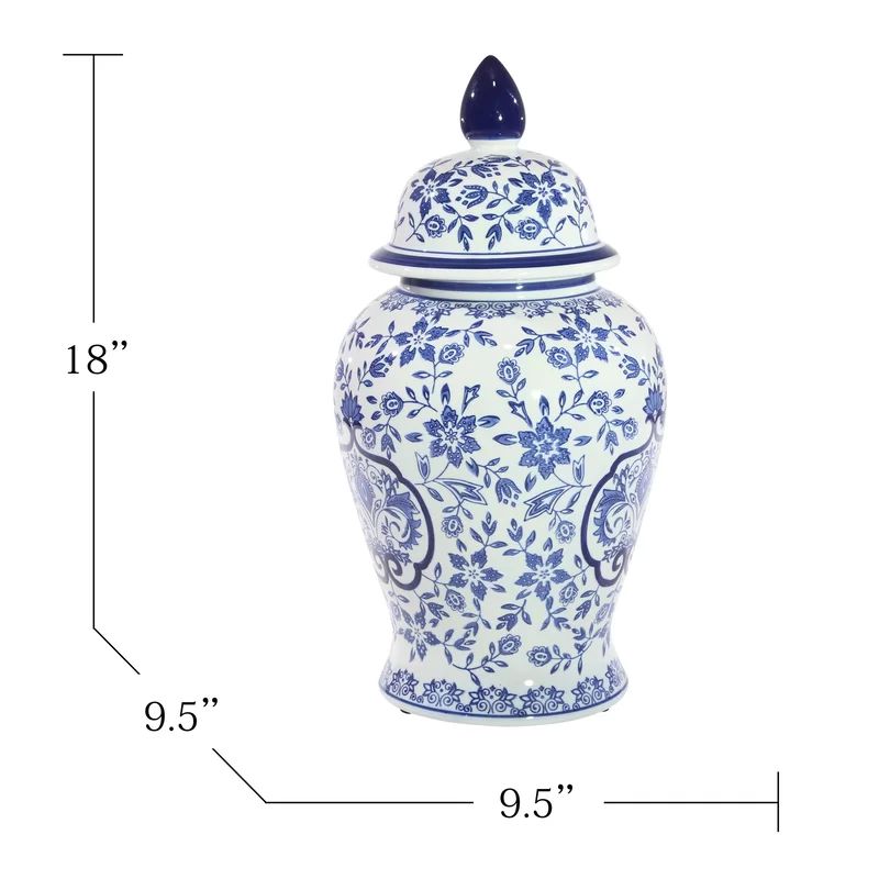 Jimerson Blue/White Ceramic Jar | Wayfair North America