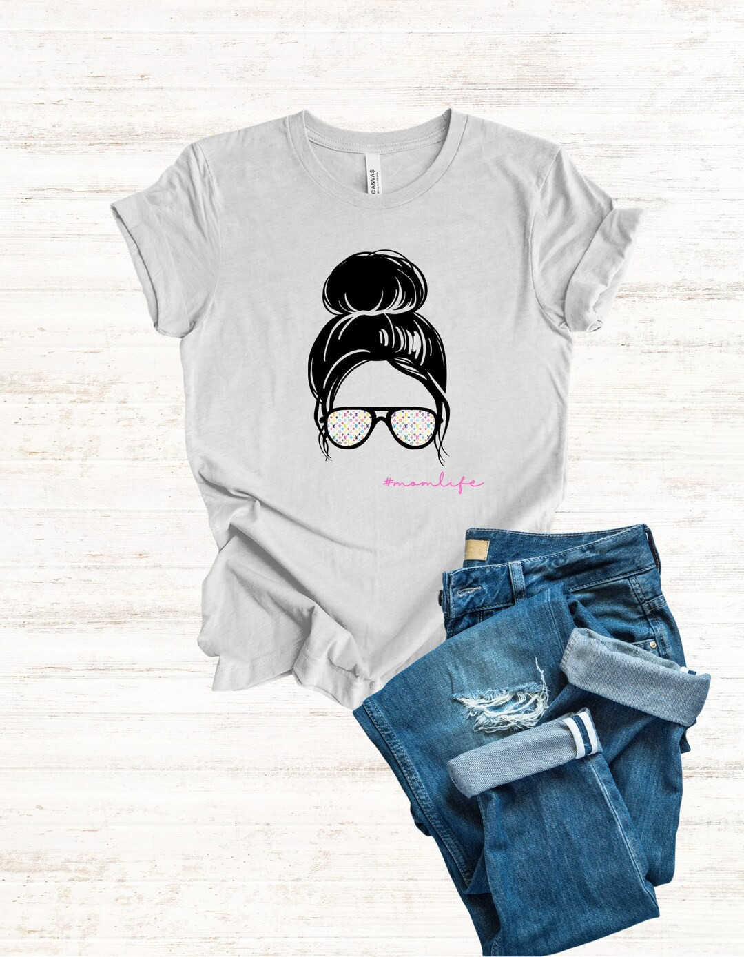 Mom Life Messy Bun T-Shirt | Etsy (US)