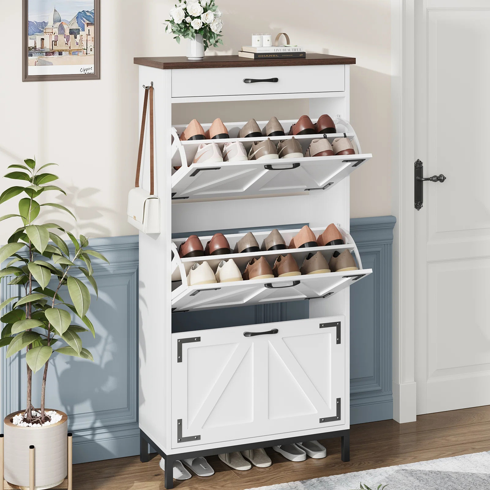 Gracie Oaks Ezra 22.4'' W Adjustable Shelf Shoe Storage Cabinet & Reviews | Wayfair | Wayfair North America
