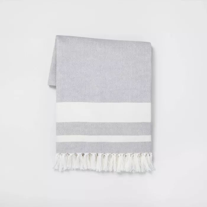 Stripe Throw Blanket Gray + Sour Cream - Hearth & Hand™ with Magnolia | Target