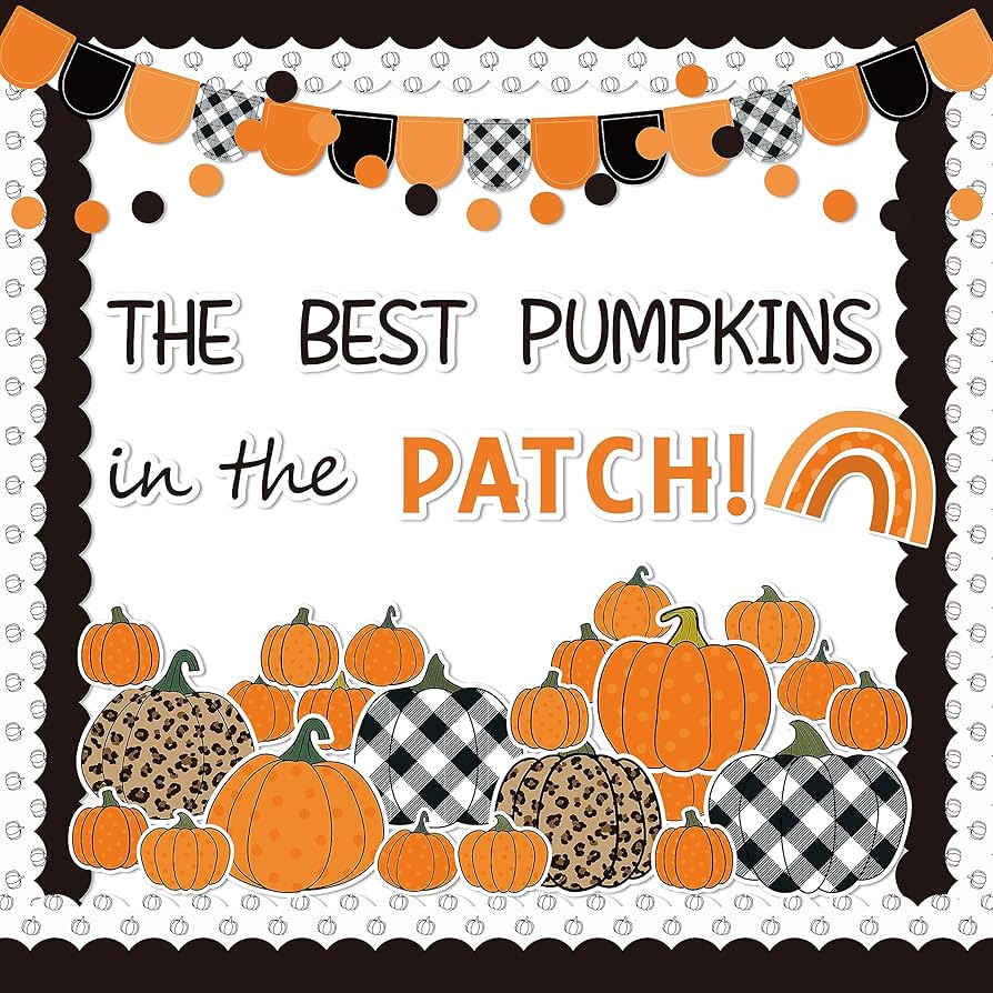 Haooryx Fall Pumpkin Bulletin Board - 154Pcs Autumn Pumpkin Rainbow Patch Thanksgiving Paper Cuto... | Amazon (US)