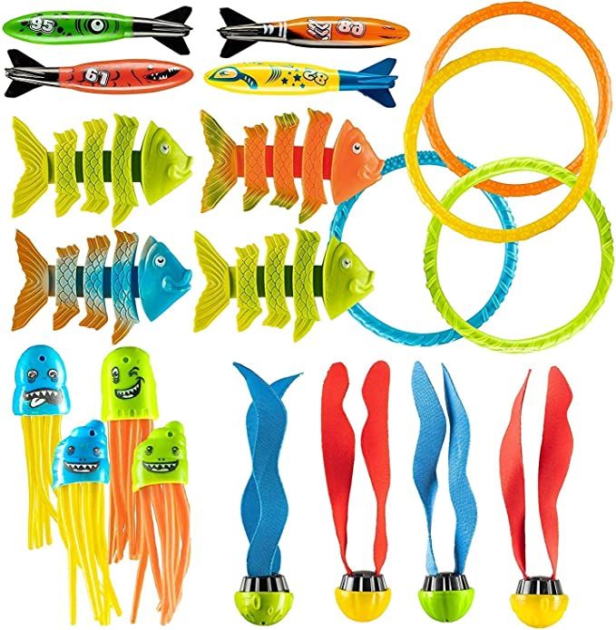 PREXTEX Pool Diving Toys, 24pcs | Kids Swimming Pool Toys, Toddler/Kids Pool Toys, Swim Toys, Poo... | Amazon (US)