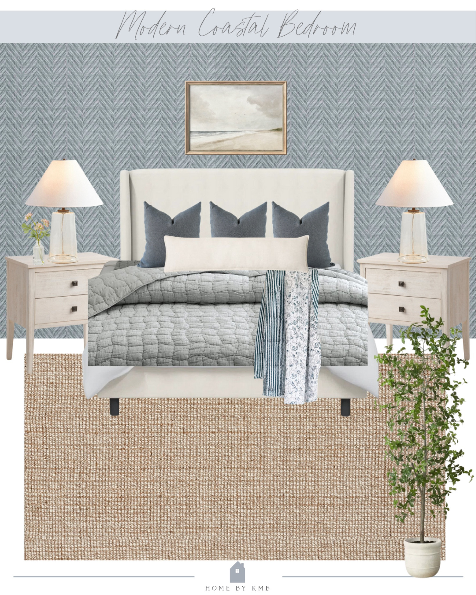 Modern coastal bedroom design and mood board 

#LTKhome