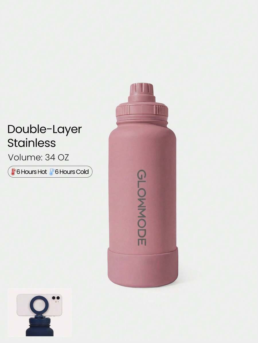 GLOWMODE 34 OZ Sip And Go Double-Layer Stainless Steel Loop Handle Magnetic Phone Holder Non-Slip... | SHEIN