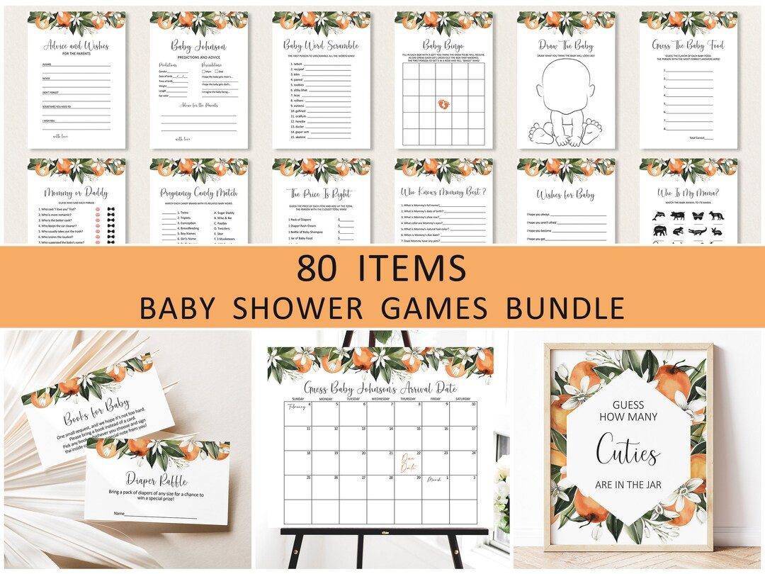 Editable Orange Little Cutie Baby Shower Games Bundle Summer Citrus Baby Shower Sign Printable Co... | Etsy (US)