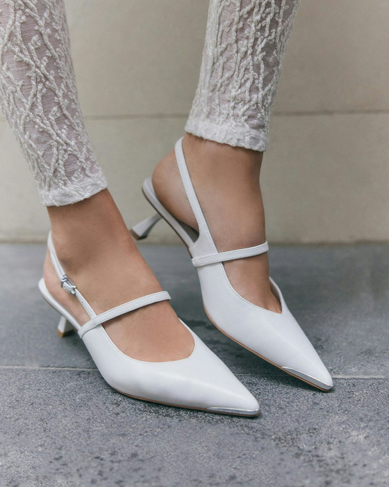 Upton Low Heels White Leather | The DOM (Australia & New Zealand)