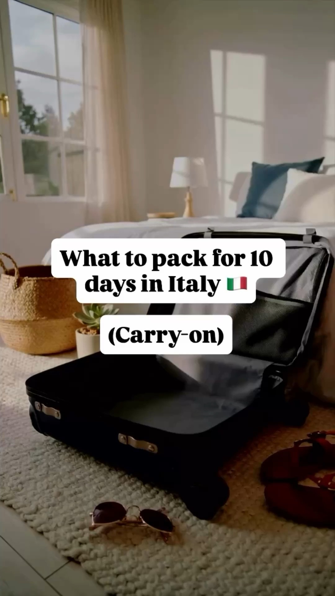 10 days in Italy. Carry-on only. No laundry. Here’s exactly what goes in.

☑️ 6 tops (3 tanks + 2 tees + 1 linen button-down that doubles as a layer). 
☑️ 3 bottoms (linen pants + shorts + midi skirt). 
☑️ 2 dresses (one for day, one for going out). 
☑️ 3 pairs of shoes. 
☑️ 1 crossbody + linen scarf + sunglasses + jewelry. 
☑️ Skincare and makeup in one quart bag. (this is more than enough)

That’s it. And yes, it all fits. And you have plenty of room for extras like PJ’s, hair tools, etc.

Take the packing quiz in my bio (IG @waysofstyle)  → I’ll help you create a packing list for your specific trip 🧳

#italytravel #carryononly #packingforeurope #europesummer #travellight carryon waysofstyle packinglist capsulewardrobe italyvacation