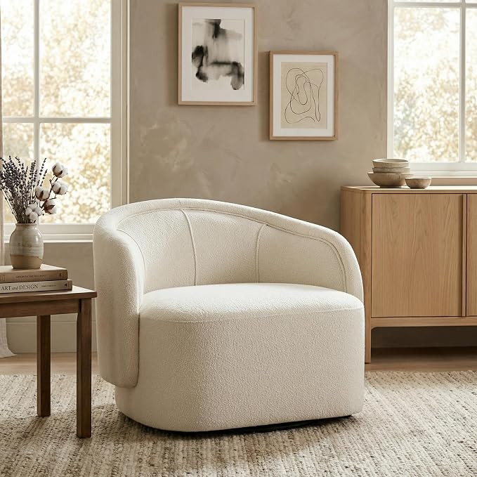 Christopher Knight Home Amanda Low Profile Accent Chair, Fabric Round Back Chair, Boucle Upholste... | Amazon (US)