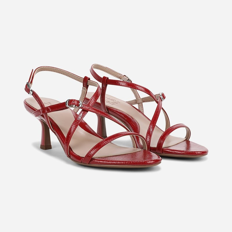Naturalizer Porter Strappy Sandals, Red Patent Faux Leather, 9.5W Open Toe | Naturalizer