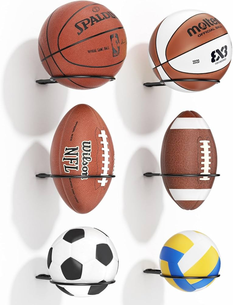Basketball Holder Wall Mount: Ball Wall Mount for Display, Ball Wall Storage Rack for Basketball,... | Amazon (US)