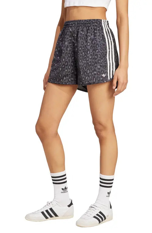 adidas Originals Satin Shorts in Grey/Black Leopard at Nordstrom, Size Medium | Nordstrom