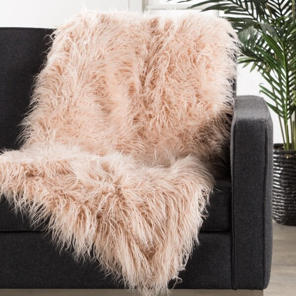 Allura Faux Fur Pink Throw | Bed Bath & Beyond