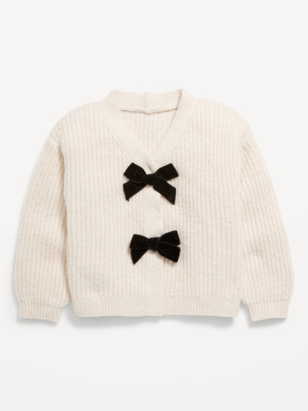 Velvet-Bow Cardigan Sweater for Toddler Girls | Old Navy (US)