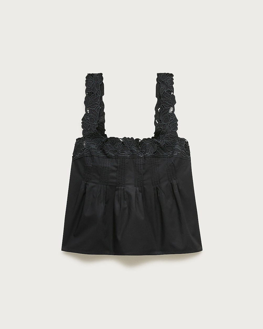Lace-trim tank top in compact poplin | J. Crew US