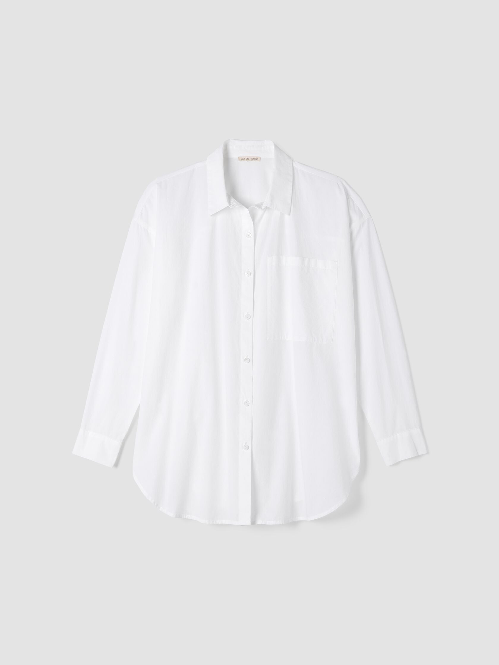 Washed Organic Cotton Poplin Classic Collar Long Shirt | Eileen Fisher