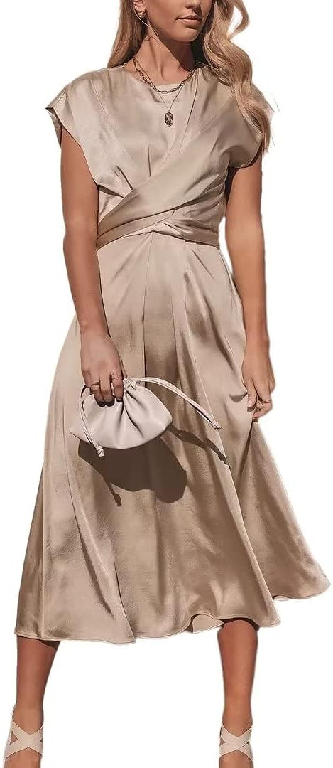 Yazinie Dresses for Women 2023,Summer Dresses for Women 2023,Midi Dresses for Women,Tie Waist Sum... | Amazon (US)