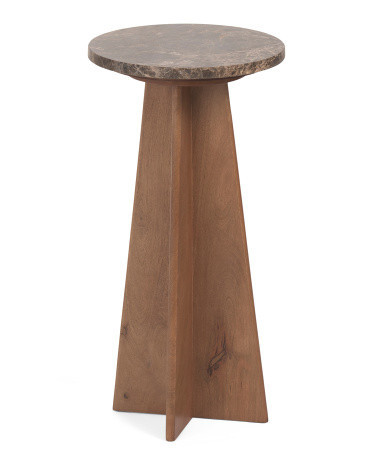 12x24 Marble And Wooden Spanish Empredor Accent Table | TJ Maxx