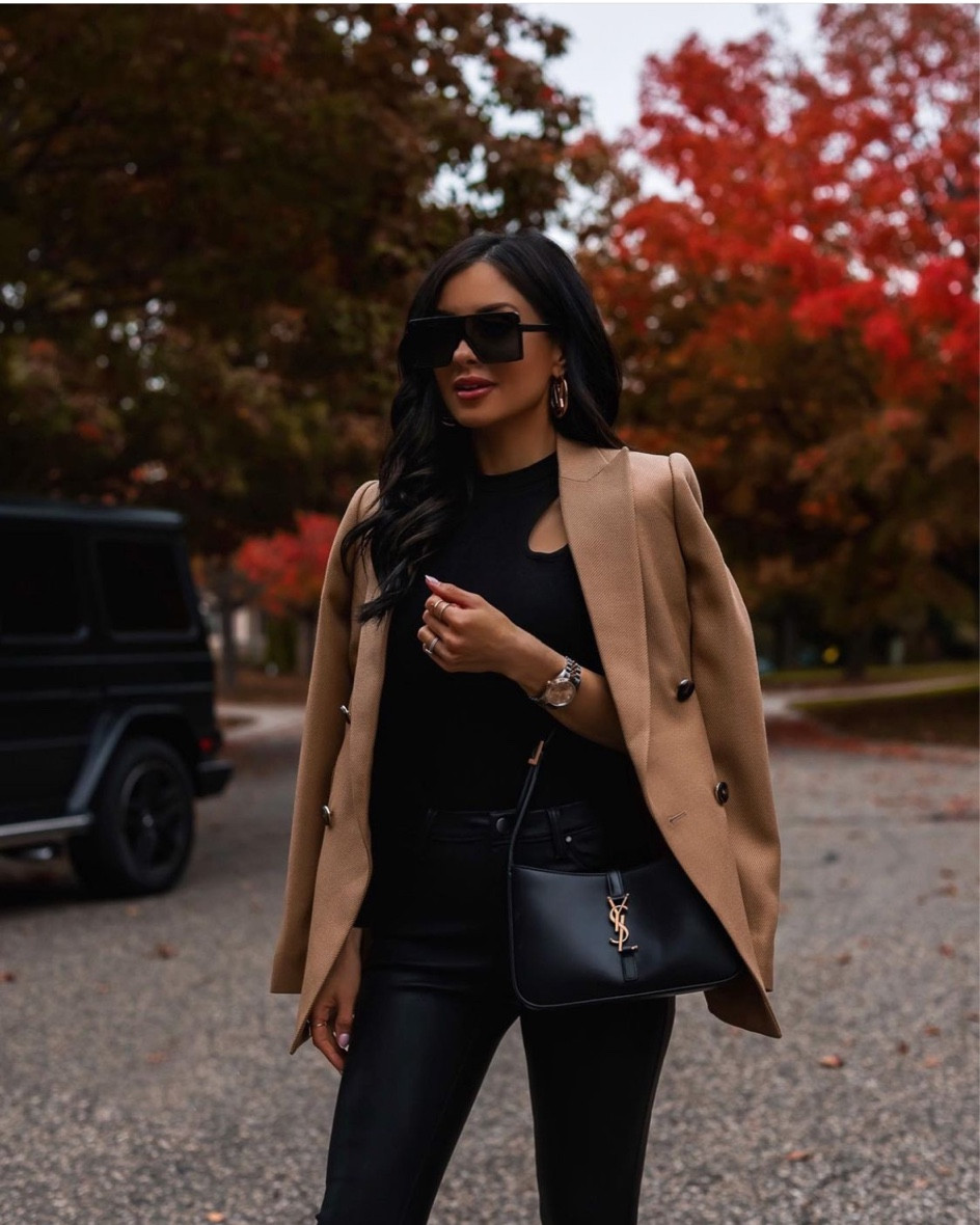 Fall outfit ideas / date night outfits
Bloomingdales camel blazer wearing a 0
Revolve bodysuit
Marc Fisher suede booties run TTS 
Saint Laurent handbag 
Shopbop black faux leather pants wearing a 25 - size up 


#LTKunder100 #LTKSeasonal #LTKshoecrush