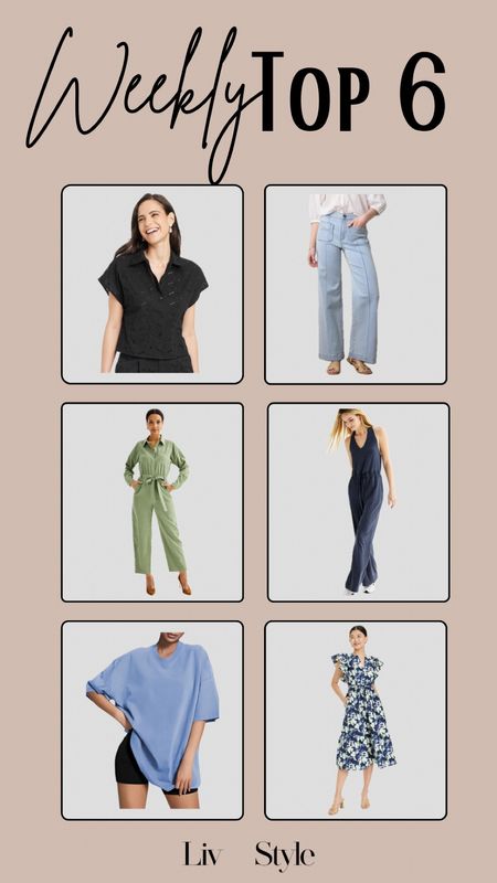 This week’s top 6 include some great staples for your spring outfits. An eyelet blouse, fresh denim, the CUTEST jumpsuits, one casual and one you can dress up, which come in multiple color options, linen pants that would be perfect for vacation and a beautiful dress you could take on vacation or wear for Easter!

#LTKworkwear #LTKbump #LTKstyletip