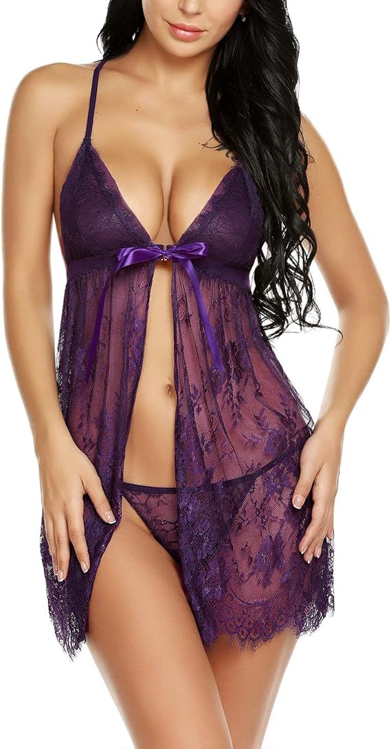 Avidlove Women Sexy Lingerie Babydoll Lace Chemise Eyelash Wedding Brial Lingerie | Amazon (US)