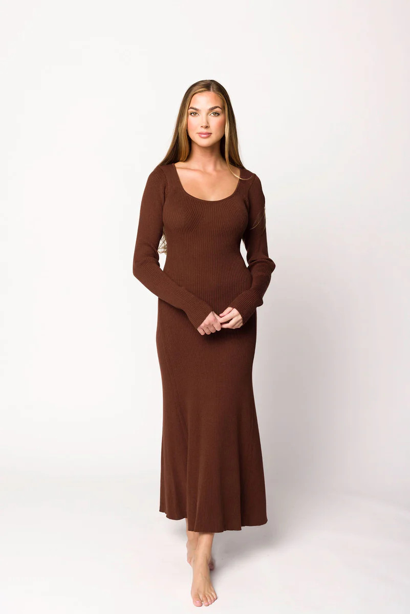 Alison Knit Sweater Maxi Dress in Chestnut | Worth Collective
