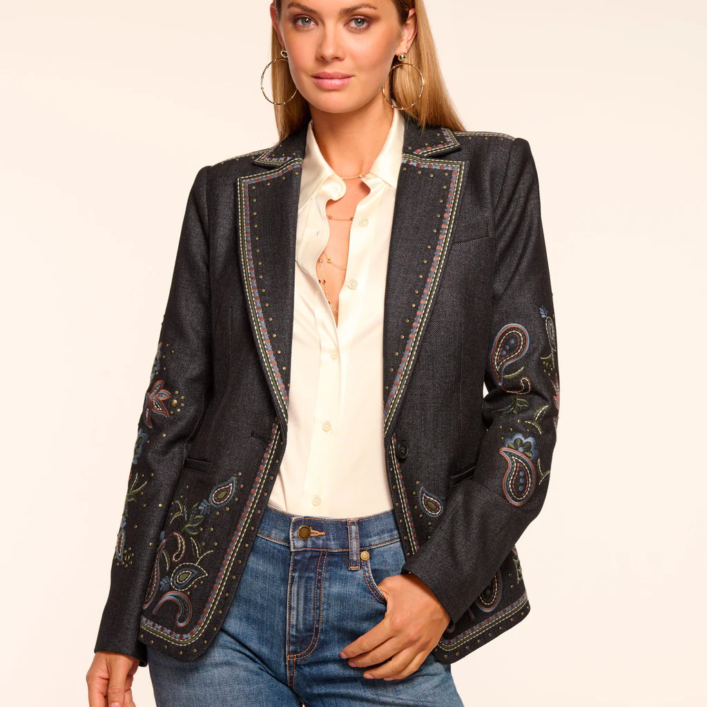 Laura Embroidered Denim Blazer | Ramy Brook