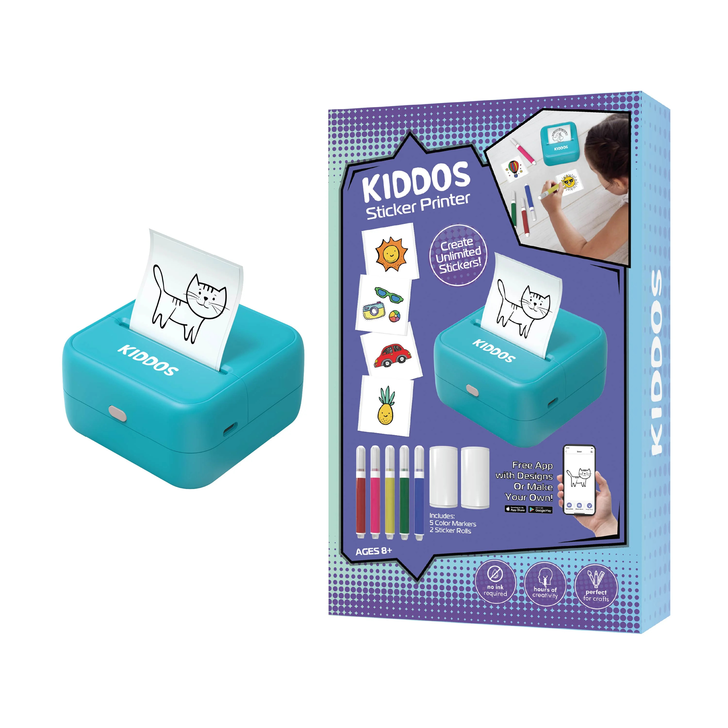 Kiddos Sticker Maker Machine – Sticker Maker for Kids 8+ DIY Arts and Crafts Kit with Markers, ... | Walmart (US)