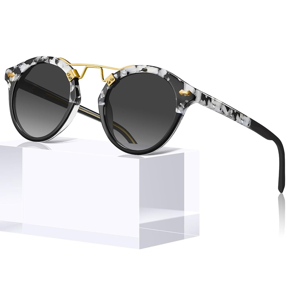 CARFIA Small Face Acetate Polarized Sunglasses for Women UV Protection, Retro Double Bridge Eyewe... | Amazon (US)