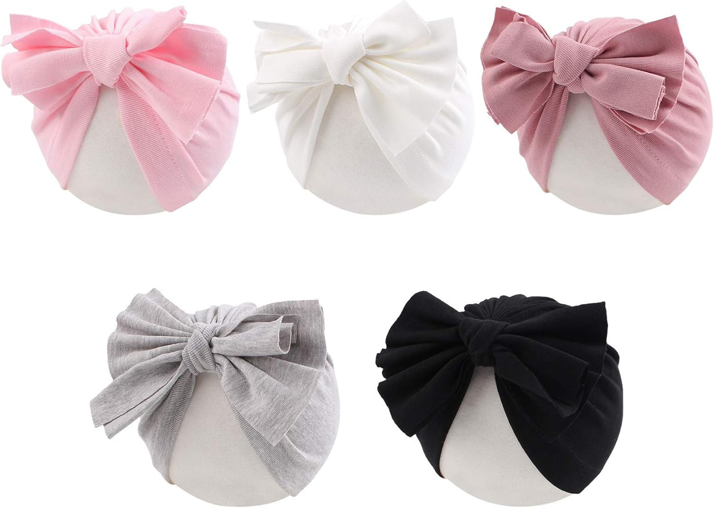 Baby Girl Turban Newborn Beanies Hat 5 Pieces Cotton Infant Girls Headwraps Toddler Kids Hats 0-3... | Amazon (US)