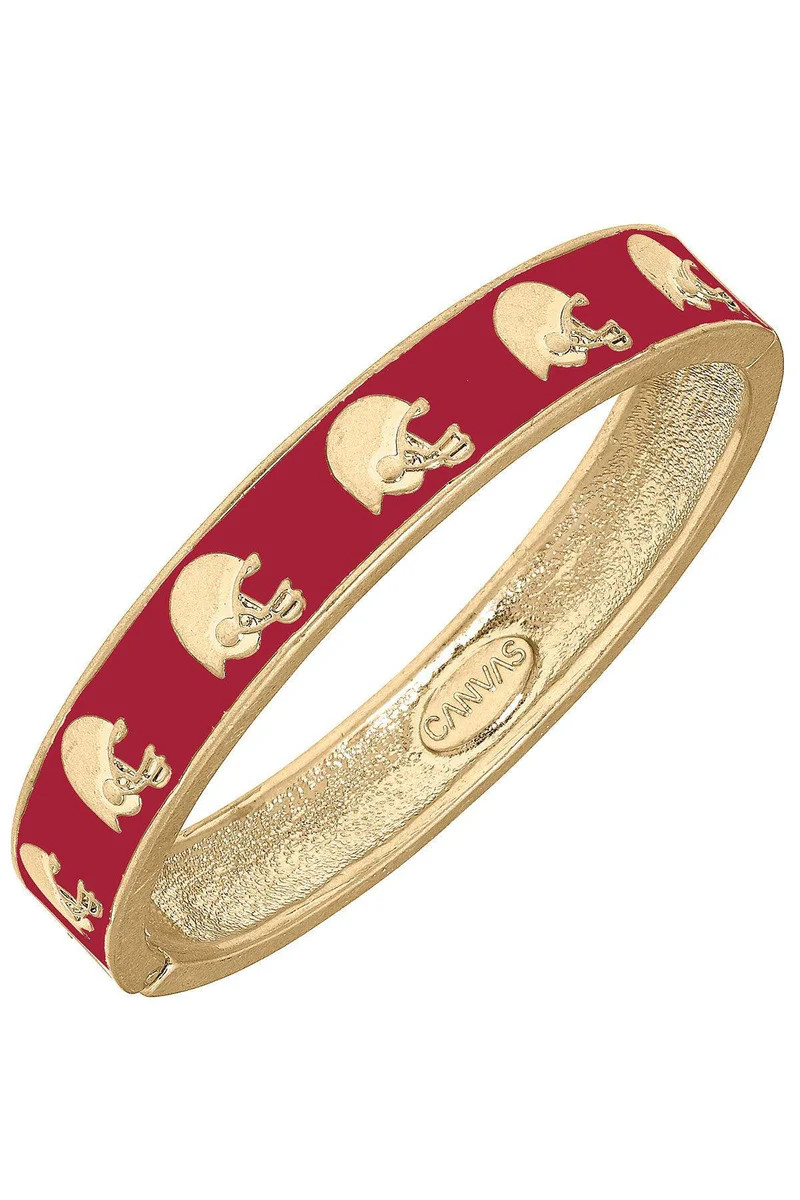 Game Day Enamel Football Helmet Hinge Bangle in Crimson | CANVAS
