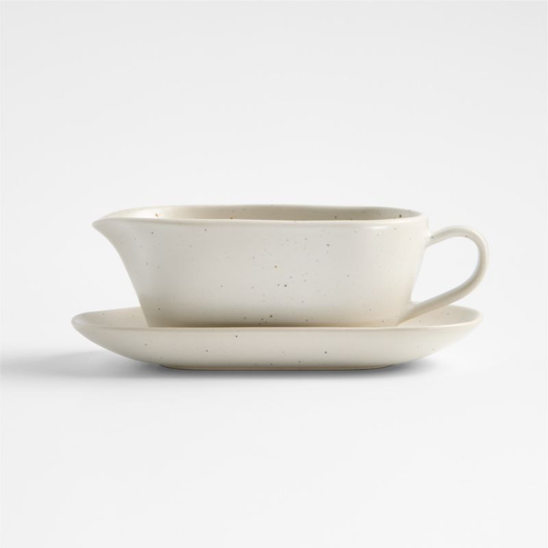 Craft Speckled Stoneware Gravy Boat with Saucer | Crate & Barrel | Crate & Barrel
