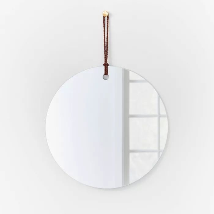 24" Frameless Mirror with Braided Leather Hanging Strap - Threshold™ designed with Studio McGee | Target