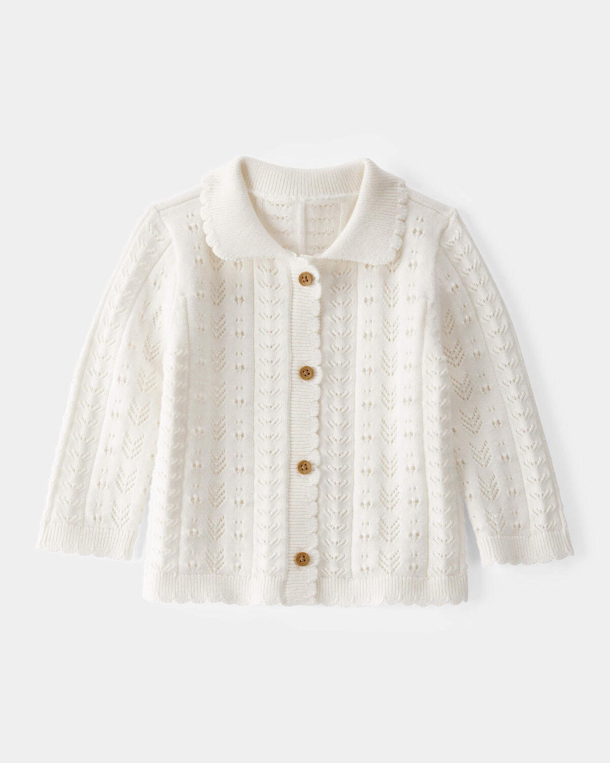 Baby Girl Pointelle Button-Down Collared Cardigan - Ivory | Carter's Inc