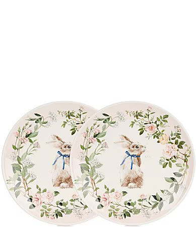 Southern Living Pink English Garden Bunny Accent Plates Set of 2 - Multi | Dillard's