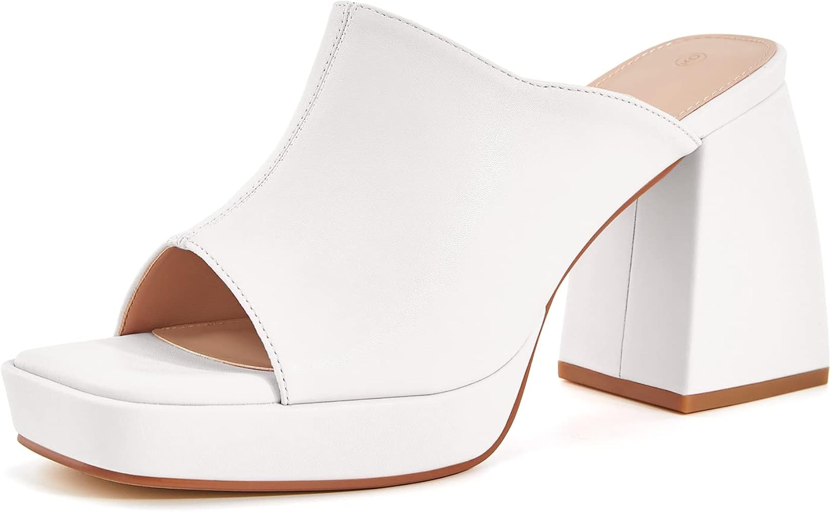 Coutgo Womens Chunky Platform Sandals Slip On Square Toe High Heel Sexy Mules | Amazon (US)