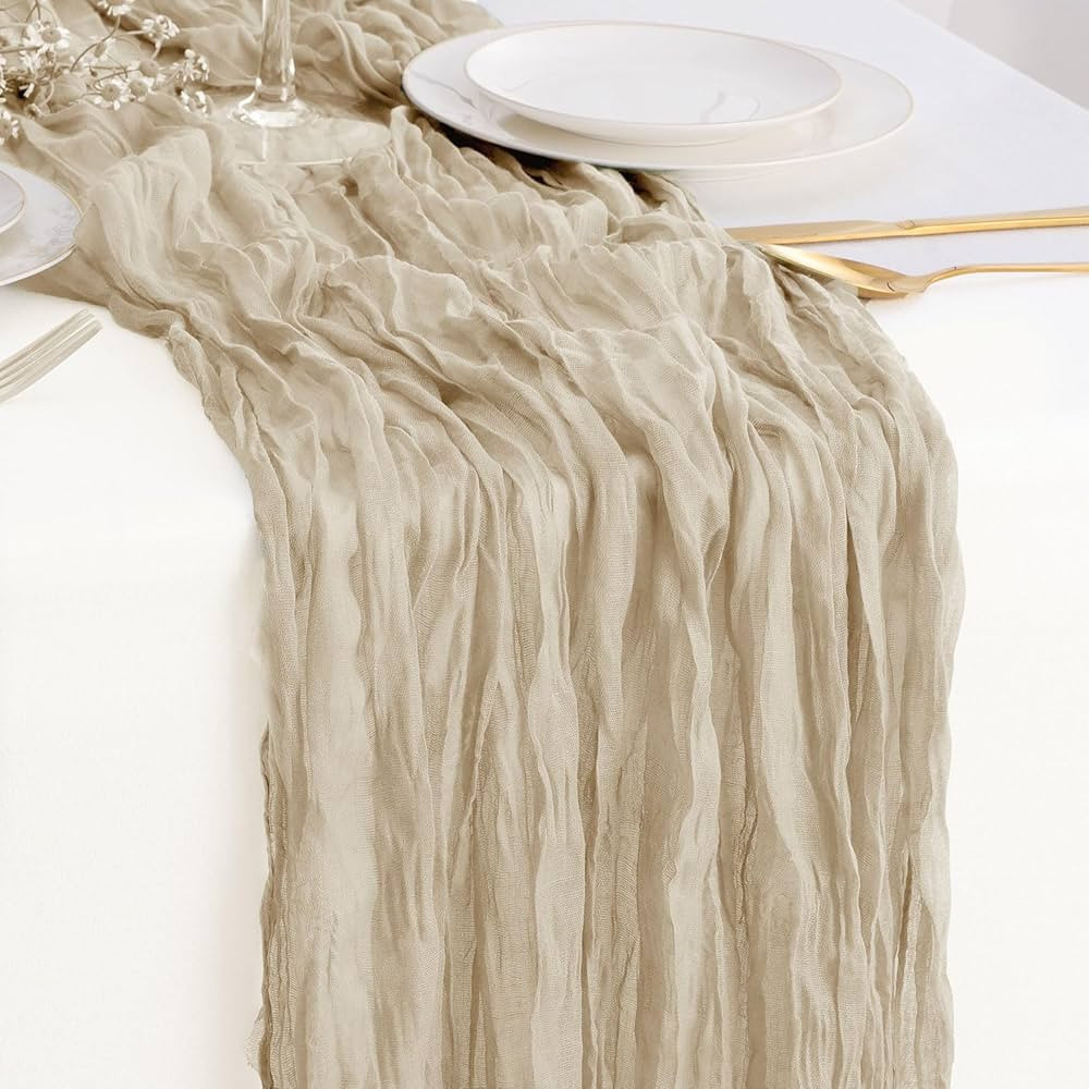 Cheese Cloth Table Runner,Large Gauze Beige Table Runner 10ft Cheesecloth Table Cloth for Wedding... | Amazon (US)
