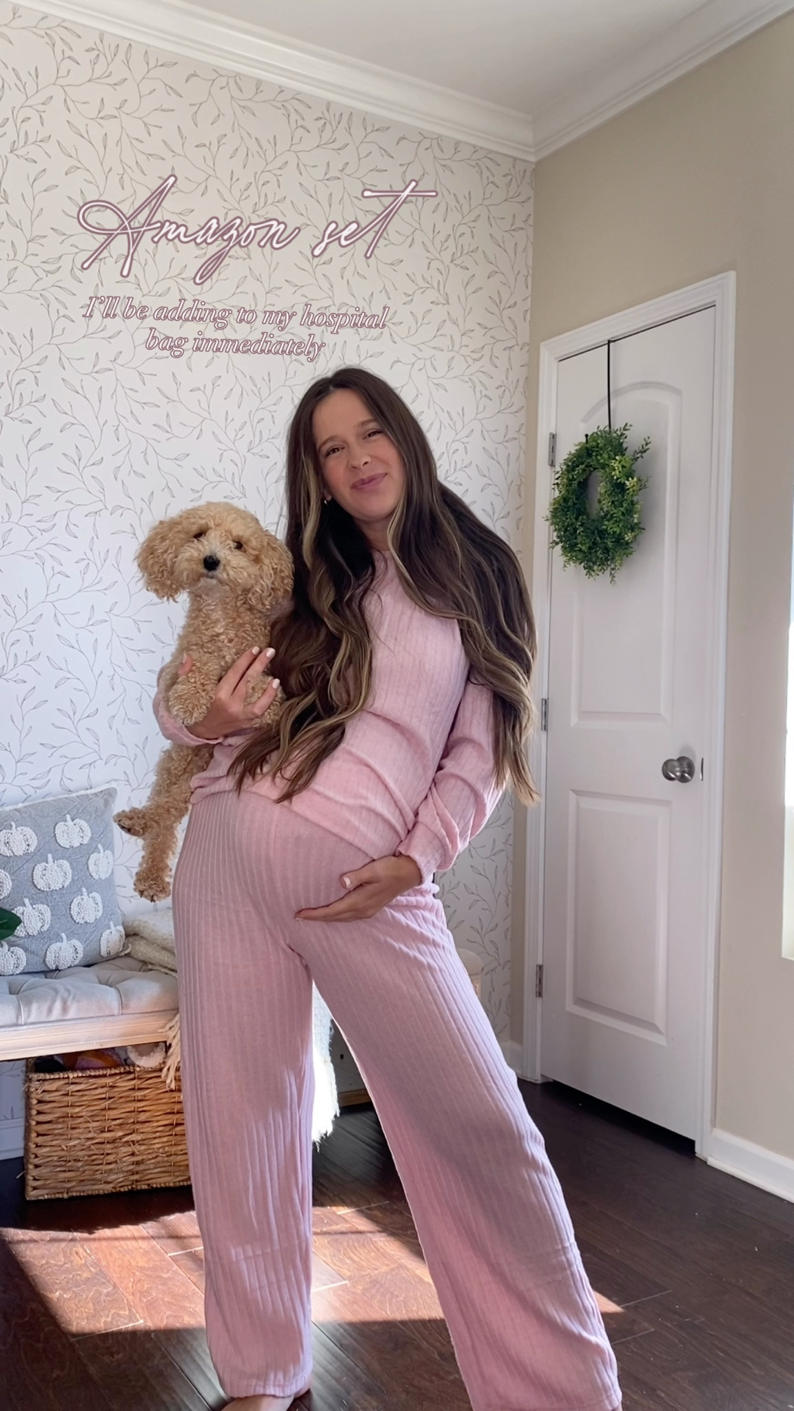 An immediate YES!! 
The coziest set to take you from bump to postpartum! So cozy & this sweet pink is screaming girl Mama 💕🎀🌸

#LTKFindsUnder50 #LTKBump #LTKSeasonal