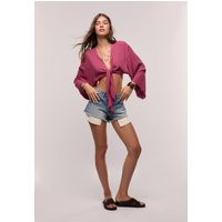 Flowing blouse with knot detail - Women's Shirts & Blouses | Stradivarius United Kingdom | Stradivarius (UK)