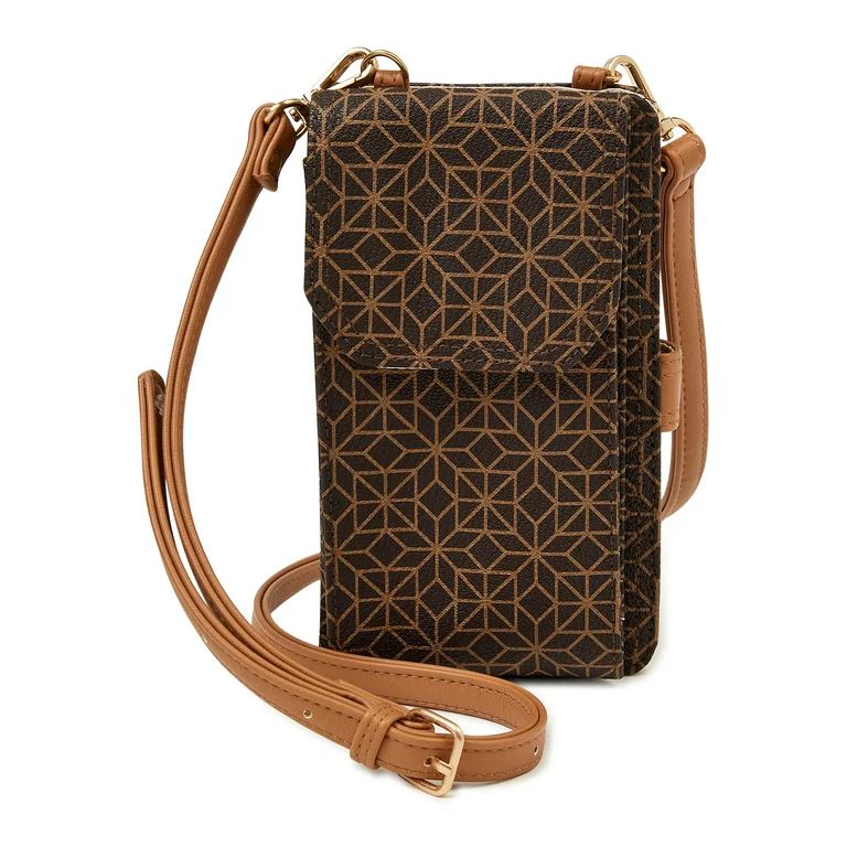 Time and Tru Women's Natalie Phone Case Cellie Wallet on a String Brown | Walmart (US)