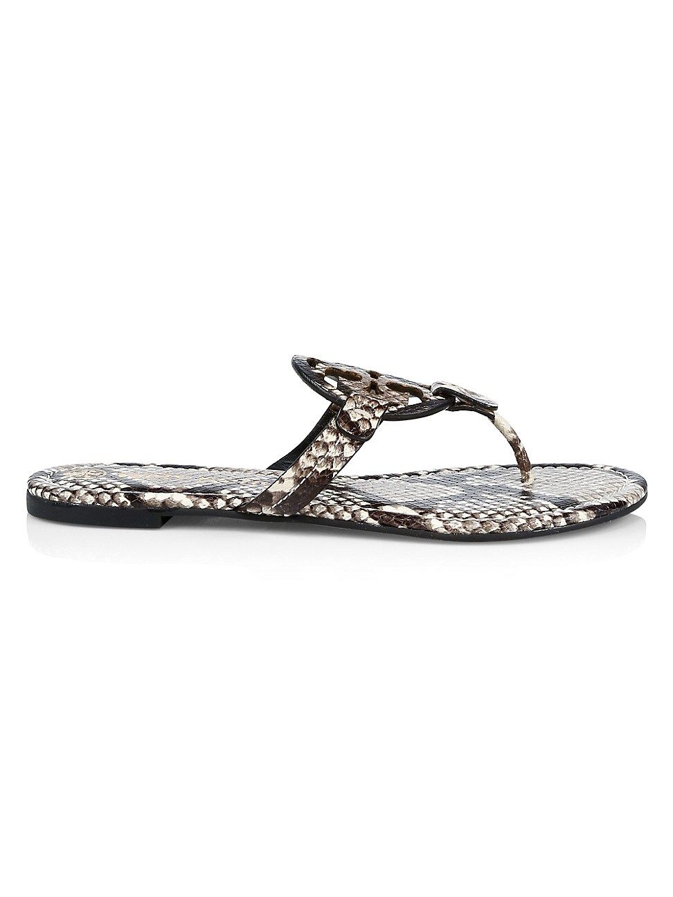 Tory Burch Women's Miller Snakeskin-Embossed Leather Thong Sandals - Warm Roccia - Size 8 | Saks Fifth Avenue