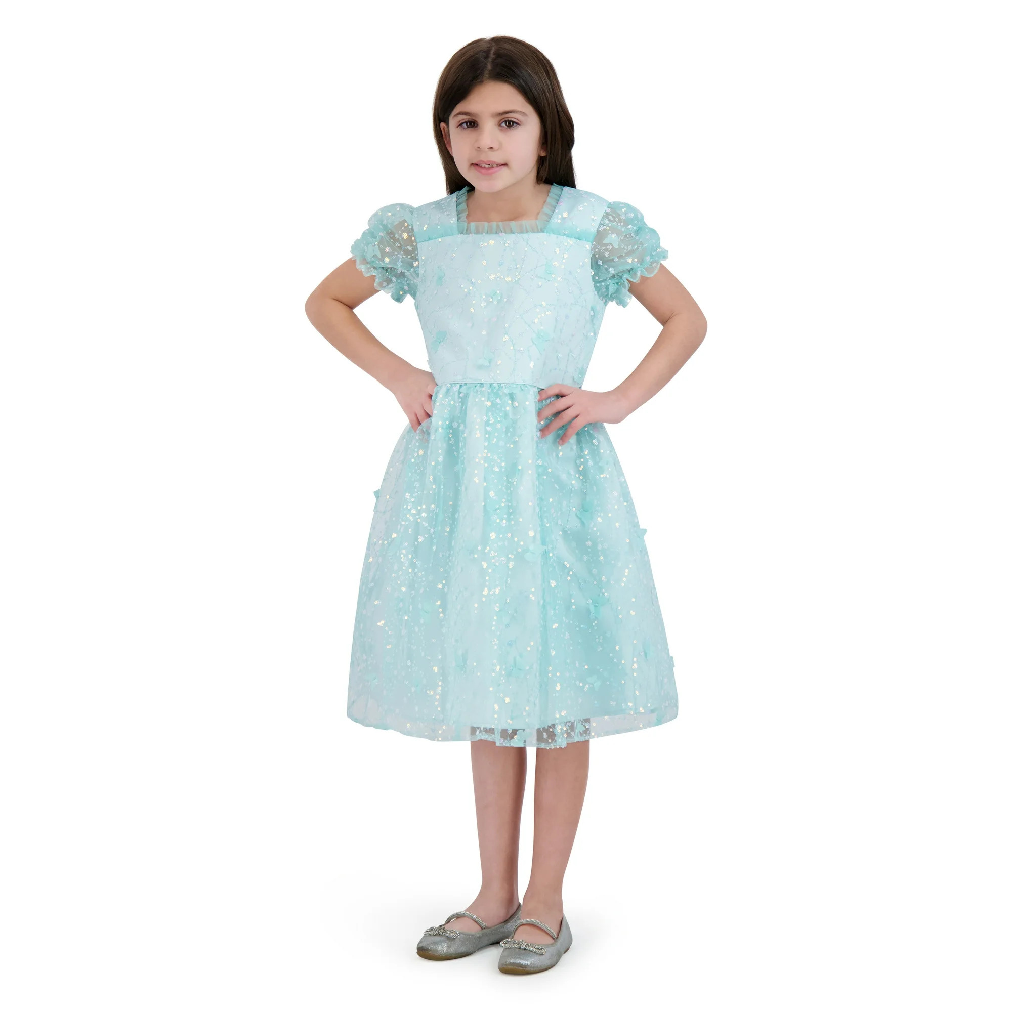 Kensie Girl Butterfly Puff Sleeve Special Occasion Dress, Sizes 4-16 | Walmart (US)