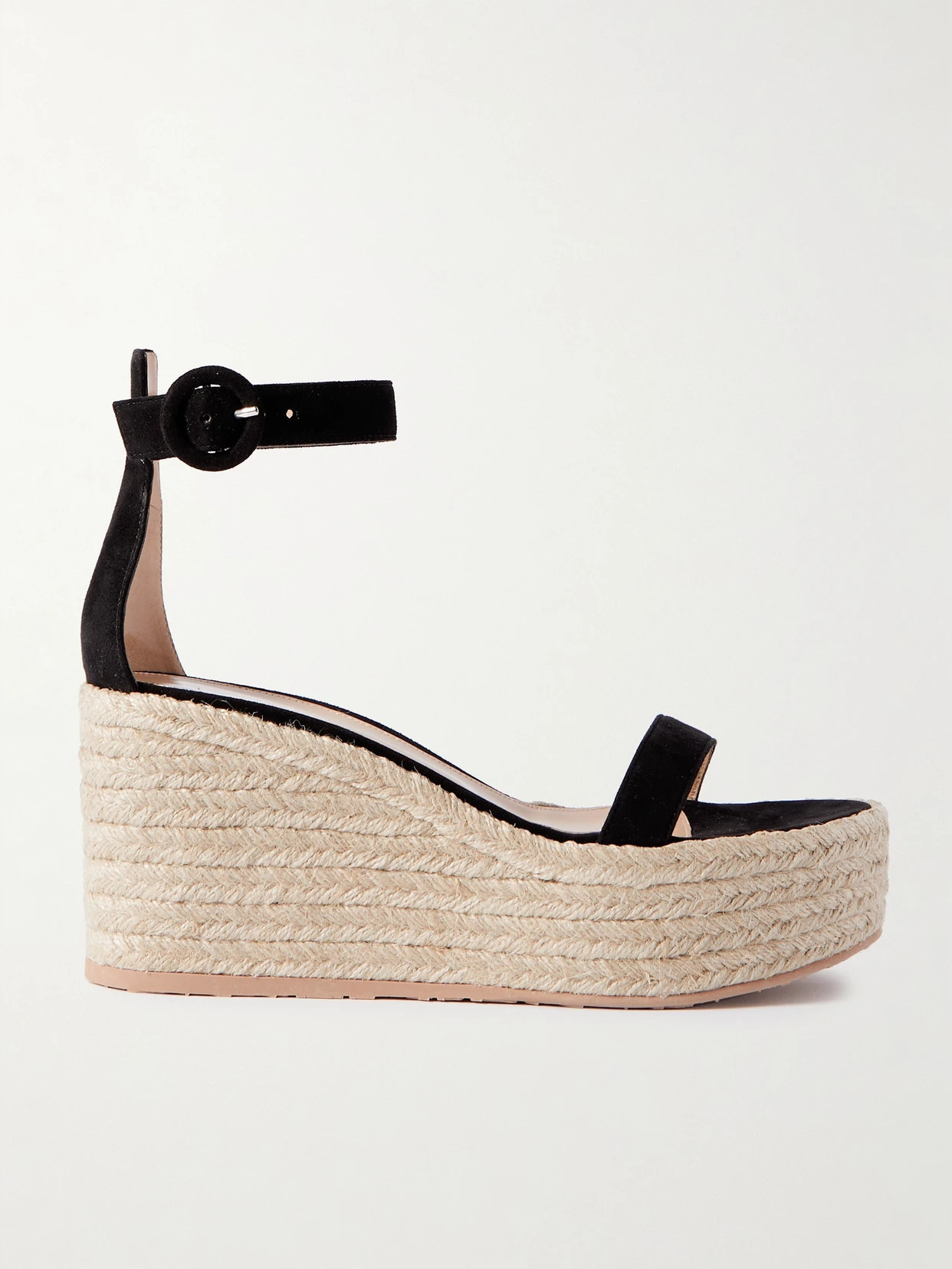 Gianvito Rossi - 45 Suede Espadrille Wedge Sandals - Black | NET-A-PORTER (US)