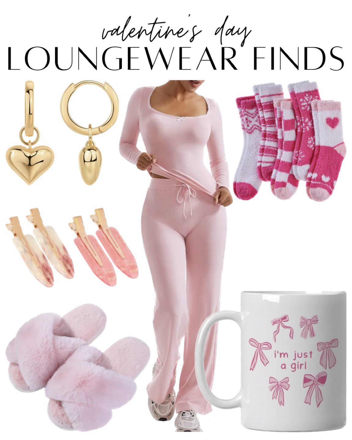 valentine’s day loungewear finds 💞 pink sweat set, pink loungewear, pink headband, grwm headband, pink socks, heart socks, pink mug, girly mug, girly cup, pink slippers, heart earrings, heart jewelry, valentine’s day jewelry 

#LTKBeauty #LTKStyleTip #LTKHome