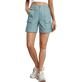 Lepunuo Cargo Shorts for Women Baggy Casual Elastic Waist Shorts Relaxed Fit Stretch Cargo Shorts... | Amazon (US)