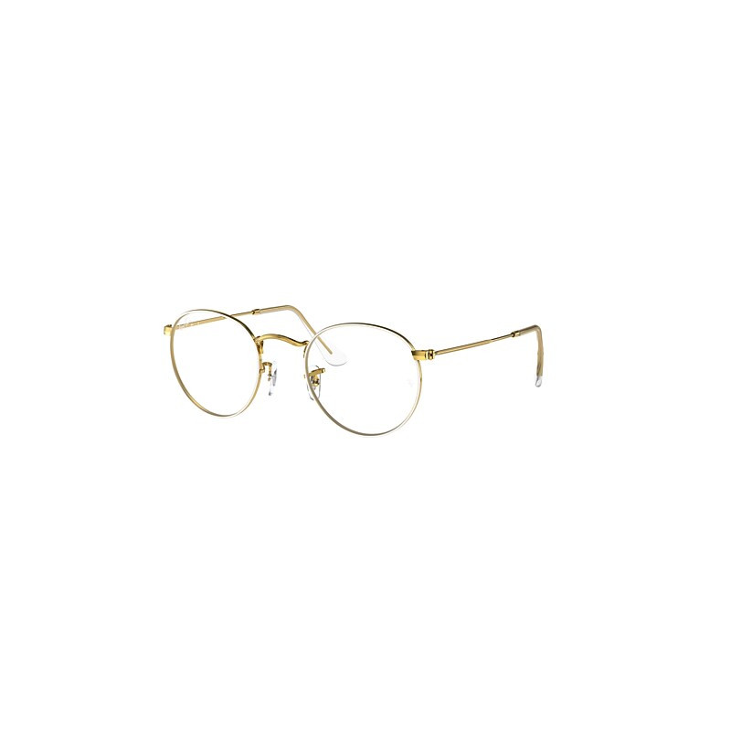 Ray-Ban Round Metal Optics Eyeglasses Shiny Gold Frame Clear Lenses 50-21 | Ray-Ban (US)