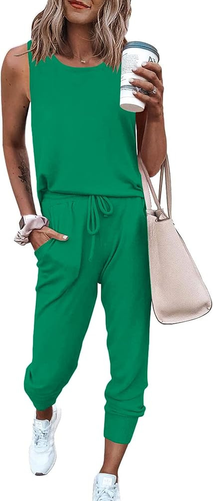 PRETTYGARDEN Women's Two Piece Outfit Sets Summer Casual Sleeveless Crewneck Tops Matching Travel... | Amazon (US)