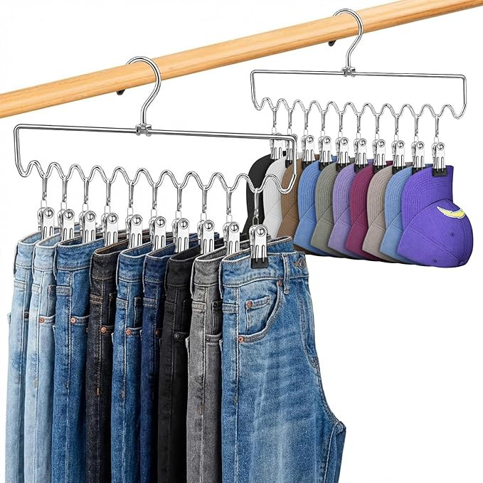 Pants Hangers Space Saving with Clips,Closet Organizers and Storage,20 Non-Slip Rubber Clips Meta... | Amazon (US)