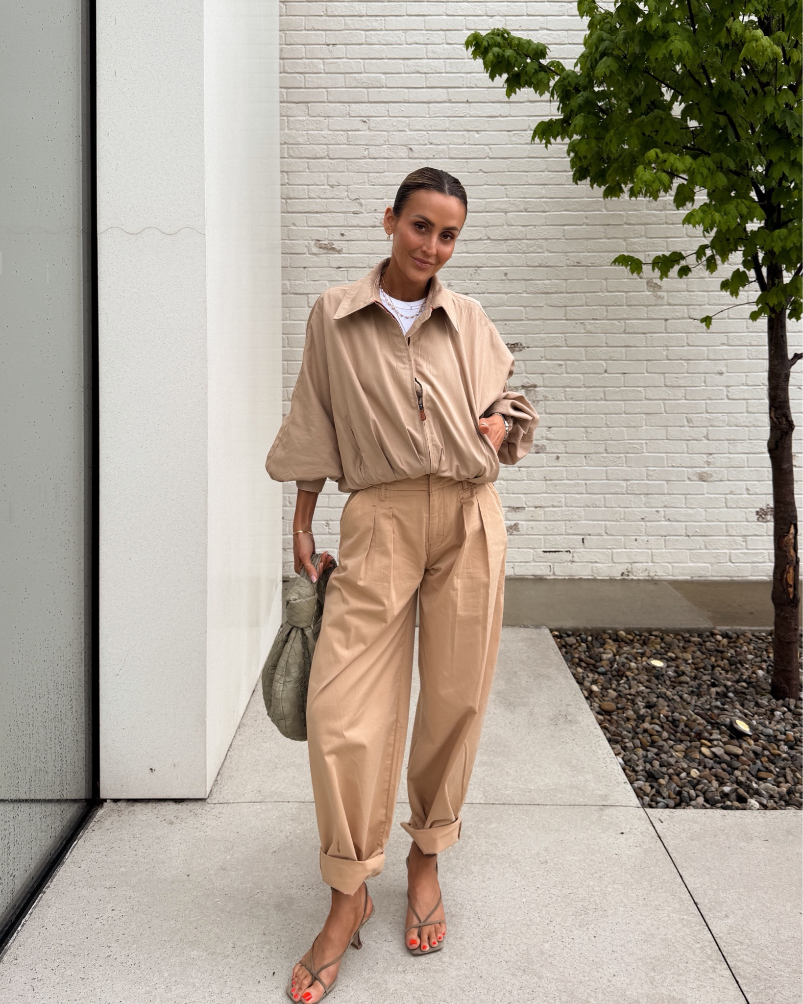So obsessed with this look for a shopping day! The pleated trousers can be uncuffed — size 2, and the cropped bomber jacket pulls it together so well! They’re on sale with code KARINA20 now!

#LTKootd #LTKSaleAlert #LTKOver40