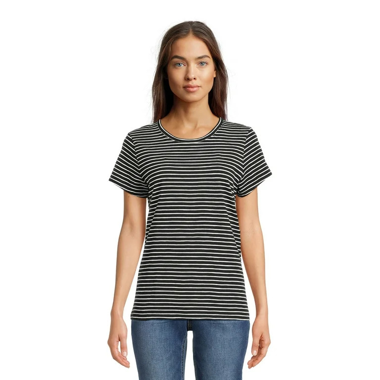Time and Tru Women's Slub Texture Tee with Short Sleeves, Sizes S-XXXL | Walmart (US)