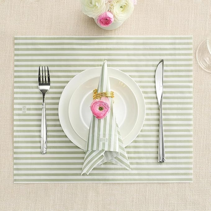 Khen 100-Count Luxury Disposable Napkins, European Stripes Design, 2-Ply Tableware, Linen-Feel Pa... | Amazon (US)